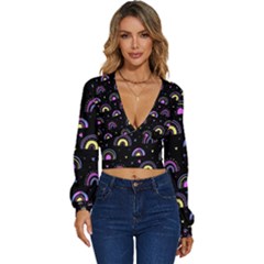 Wallpaper Pattern Rainbow Long Sleeve Deep-v Velour Top