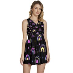 Wallpaper Pattern Rainbow Sleeveless High Waist Mini Dress