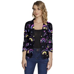 Wallpaper Pattern Rainbow Women s One-button 3/4 Sleeve Short Jacket by Maspions