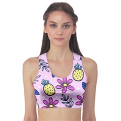 Flowers Petals Pineapples Fruit Fitness Sports Bra by Maspions