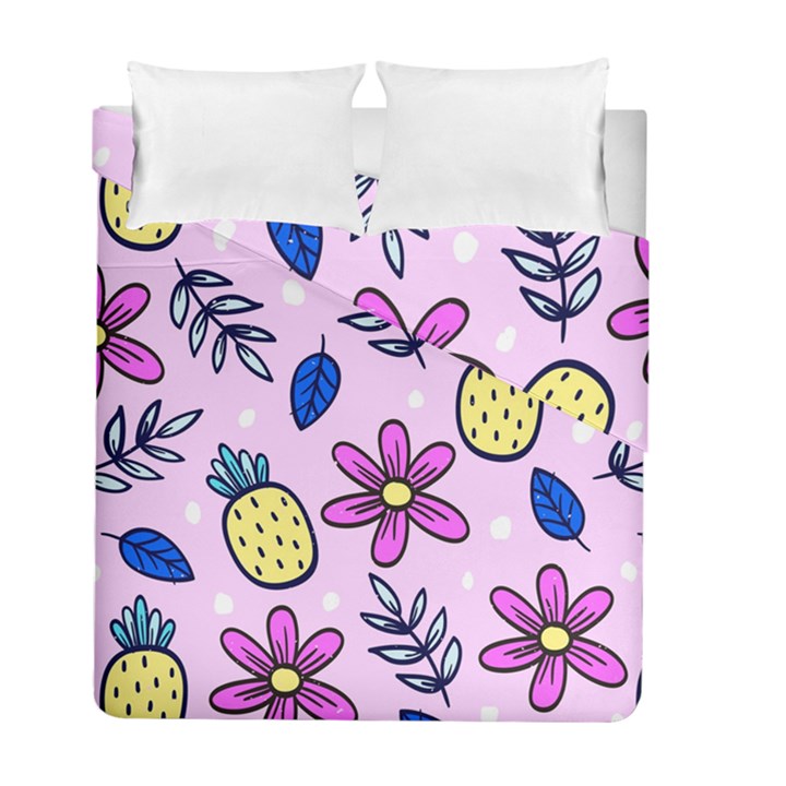 Flowers Petals Pineapples Fruit Duvet Cover Double Side (Full/ Double Size)