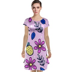 Flowers Petals Pineapples Fruit Cap Sleeve Nightdress