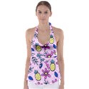 Flowers Petals Pineapples Fruit Tie Back Tankini Top View1