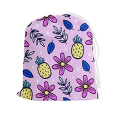 Flowers Petals Pineapples Fruit Drawstring Pouch (2xl) by Maspions