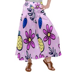 Flowers Petals Pineapples Fruit Women s Satin Palazzo Pants by Maspions