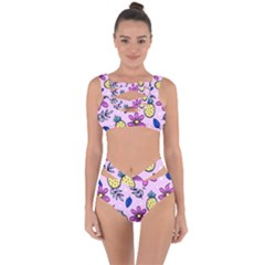 Flowers Petals Pineapples Fruit Bandaged Up Bikini Set 