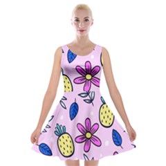 Flowers Petals Pineapples Fruit Velvet Skater Dress