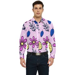 Flowers Petals Pineapples Fruit Men s Long Sleeve  Shirt by Maspions