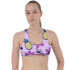 Flowers Petals Pineapples Fruit Criss Cross Racerback Sports Bra by Maspions