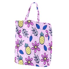 Flowers Petals Pineapples Fruit Giant Grocery Tote