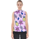 Flowers Petals Pineapples Fruit Mock Neck Shell Top View1