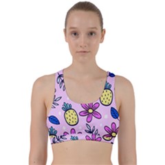 Flowers Petals Pineapples Fruit Back Weave Sports Bra by Maspions