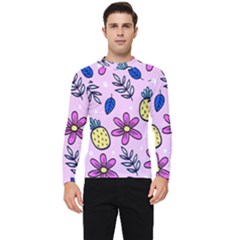 Flowers Petals Pineapples Fruit Men s Long Sleeve Rash Guard by Maspions