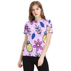 Flowers Petals Pineapples Fruit Women s Short Sleeve Rash Guard