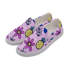 Flowers Petals Pineapples Fruit Women s Canvas Slip Ons