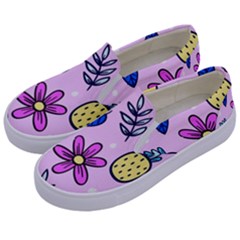 Flowers Petals Pineapples Fruit Kids  Canvas Slip Ons