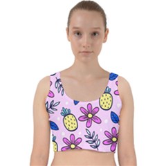 Flowers Petals Pineapples Fruit Velvet Racer Back Crop Top