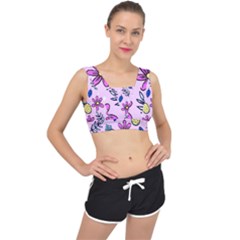 Flowers Petals Pineapples Fruit V-back Sports Bra