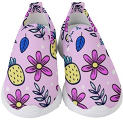 Flowers Petals Pineapples Fruit Kids  Slip On Sneakers