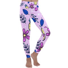 Flowers Petals Pineapples Fruit Kids  Lightweight Velour Classic Yoga Leggings