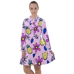 Flowers Petals Pineapples Fruit All Frills Chiffon Dress