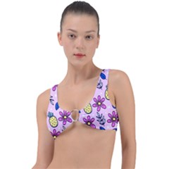 Flowers Petals Pineapples Fruit Ring Detail Bikini Top