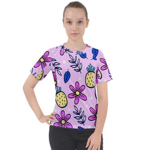 Flowers Petals Pineapples Fruit Women s Sport Raglan T-shirt by Maspions