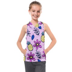 Flowers Petals Pineapples Fruit Kids  Sleeveless Hoodie by Maspions