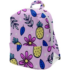 Flowers Petals Pineapples Fruit Zip Up Backpack