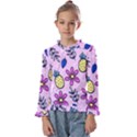 Flowers Petals Pineapples Fruit Kids  Frill Detail T-Shirt View1