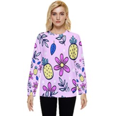 Flowers Petals Pineapples Fruit Hidden Pocket Sweatshirt