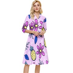 Flowers Petals Pineapples Fruit Classy Knee Length Dress