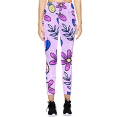 Flowers Petals Pineapples Fruit Pocket Leggings 