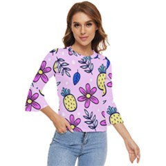 Flowers Petals Pineapples Fruit Bell Sleeve Top