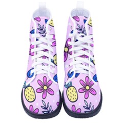 Flowers Petals Pineapples Fruit Women s High-top Canvas Sneakers by Maspions