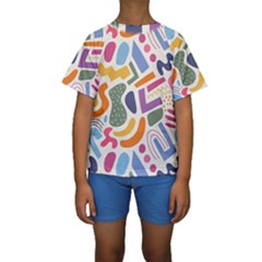 Abstract Pattern Background Kids  Short Sleeve Swimwear