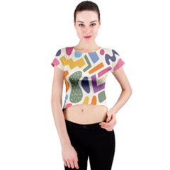 Abstract Pattern Background Crew Neck Crop Top