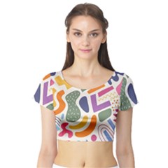 Abstract Pattern Background Short Sleeve Crop Top