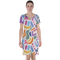 Abstract Pattern Background Short Sleeve Nightdress