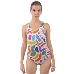 Abstract Pattern Background Cut-out Back One Piece Swimsuit