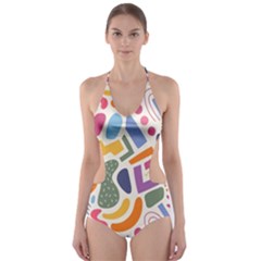 Abstract Pattern Background Cut-out One Piece Swimsuit