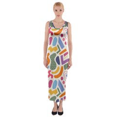 Abstract Pattern Background Fitted Maxi Dress