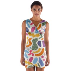 Abstract Pattern Background Wrap Front Bodycon Dress