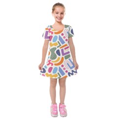 Abstract Pattern Background Kids  Short Sleeve Velvet Dress