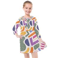 Abstract Pattern Background Kids  Quarter Sleeve Shirt Dress