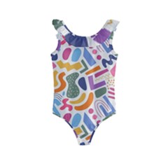 Abstract Pattern Background Kids  Frill Swimsuit