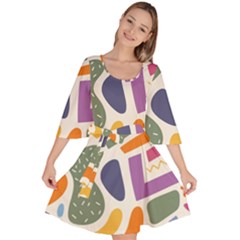 Abstract Pattern Background Velour Kimono Dress