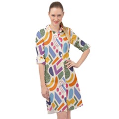 Abstract Pattern Background Long Sleeve Mini Shirt Dress by Maspions