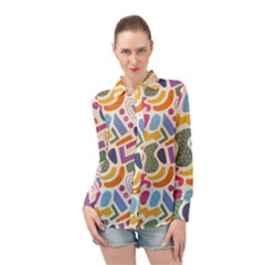 Abstract Pattern Background Long Sleeve Chiffon Shirt