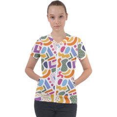 Abstract Pattern Background Short Sleeve Zip Up Jacket